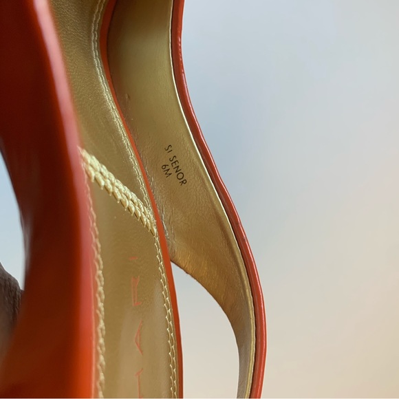Tahari Si Senor Orange Patent Leather Sling Back Pumps Size 6 - Picture 9 of 12